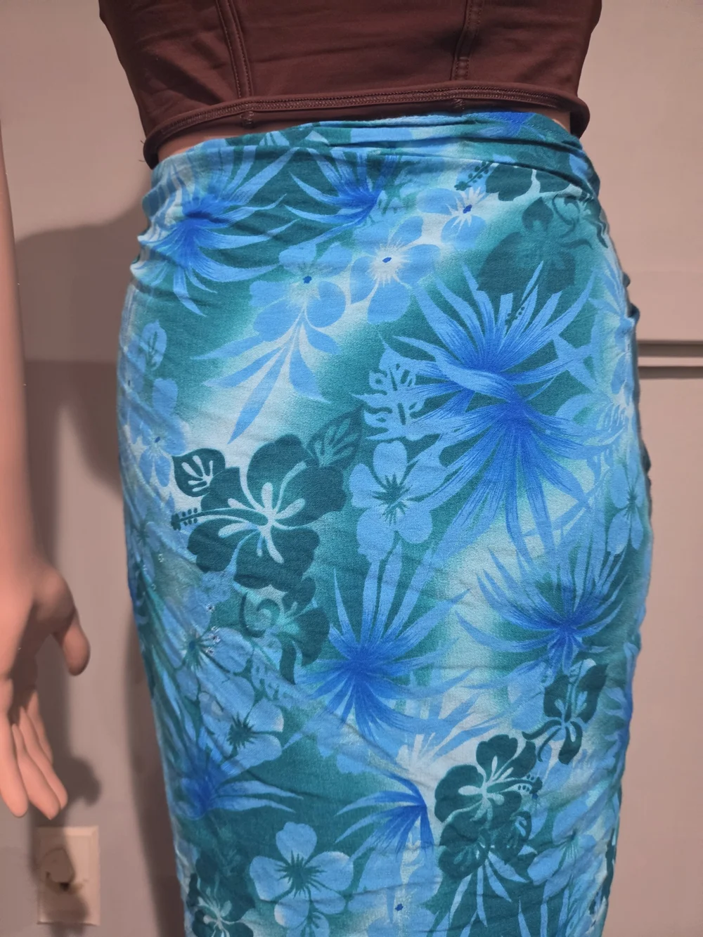Hibiscus Collection Hawaii Blue Tropical Floral Rayon Sarong Wrap Pareo